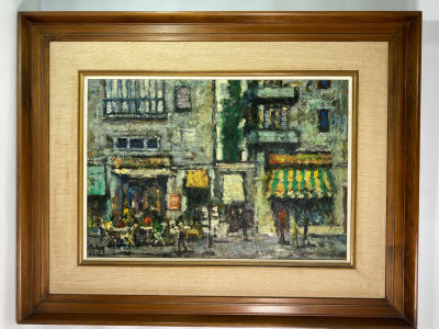 יהודה רודן שמן על משטח חתום 50X35 ס''מ מסגרת איכותית מעץ 70X56 ס''מ