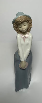 פיגורת פורצלן NAO חתום ספרד דמות נערה עם תלתלים גובה 24 ס''מ