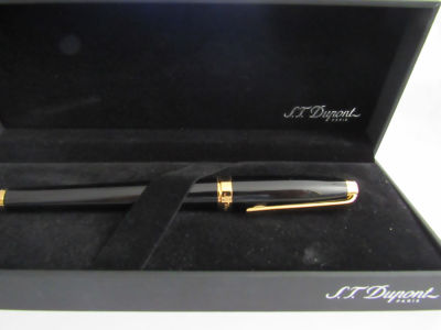 עט נובע DUPONT ציפורן זהב 14 קרט M- חתום ממוספר עם תעודות וקופסא מצב כחדש S.T. Dupont FOUNTAIN 