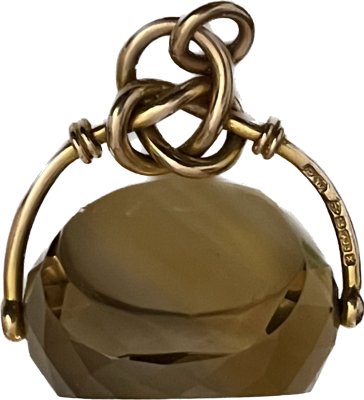 תליון עתיק זהב 9 קרט אנגלי חתום עם אבן חן צהובה -קוורץ ציטרין 10 גרם כולל האבן גדולה 2X3 ס"מ