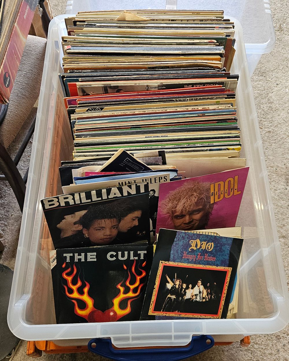 Lot 159: Large Box of Assorted Lp and Single Records.