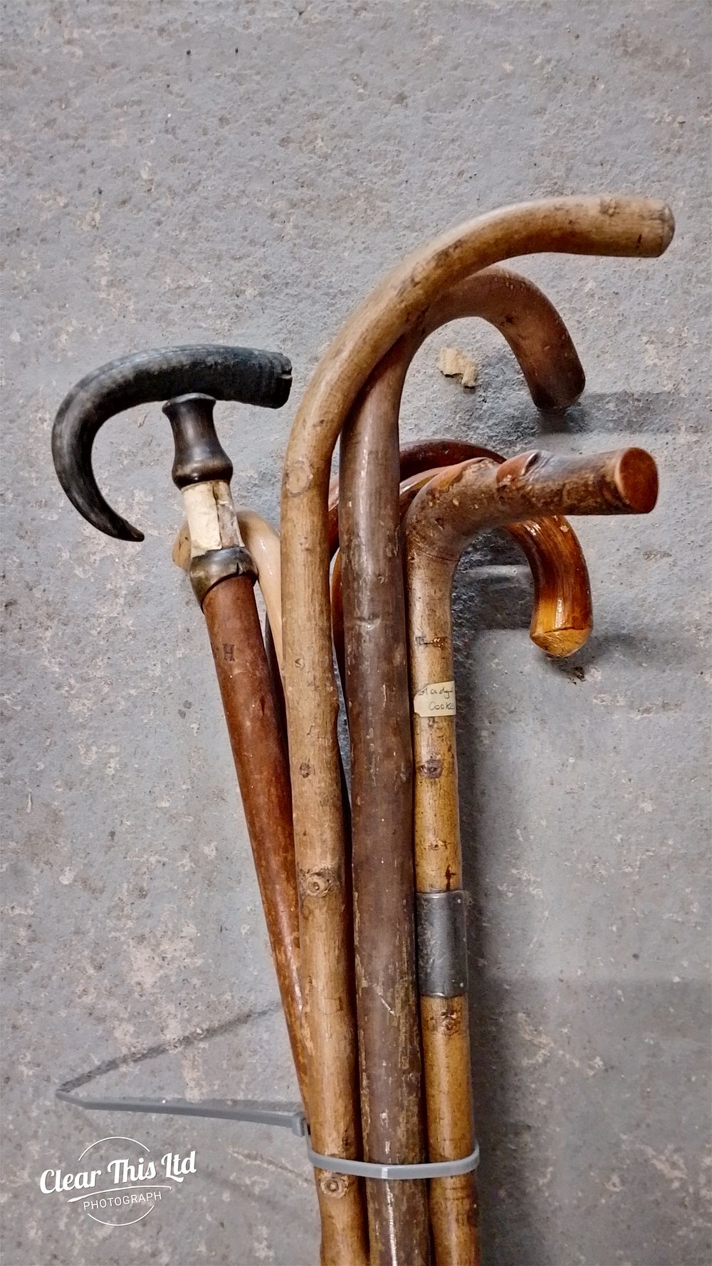 Lot 211: Selection of 7 wooden walking sticks