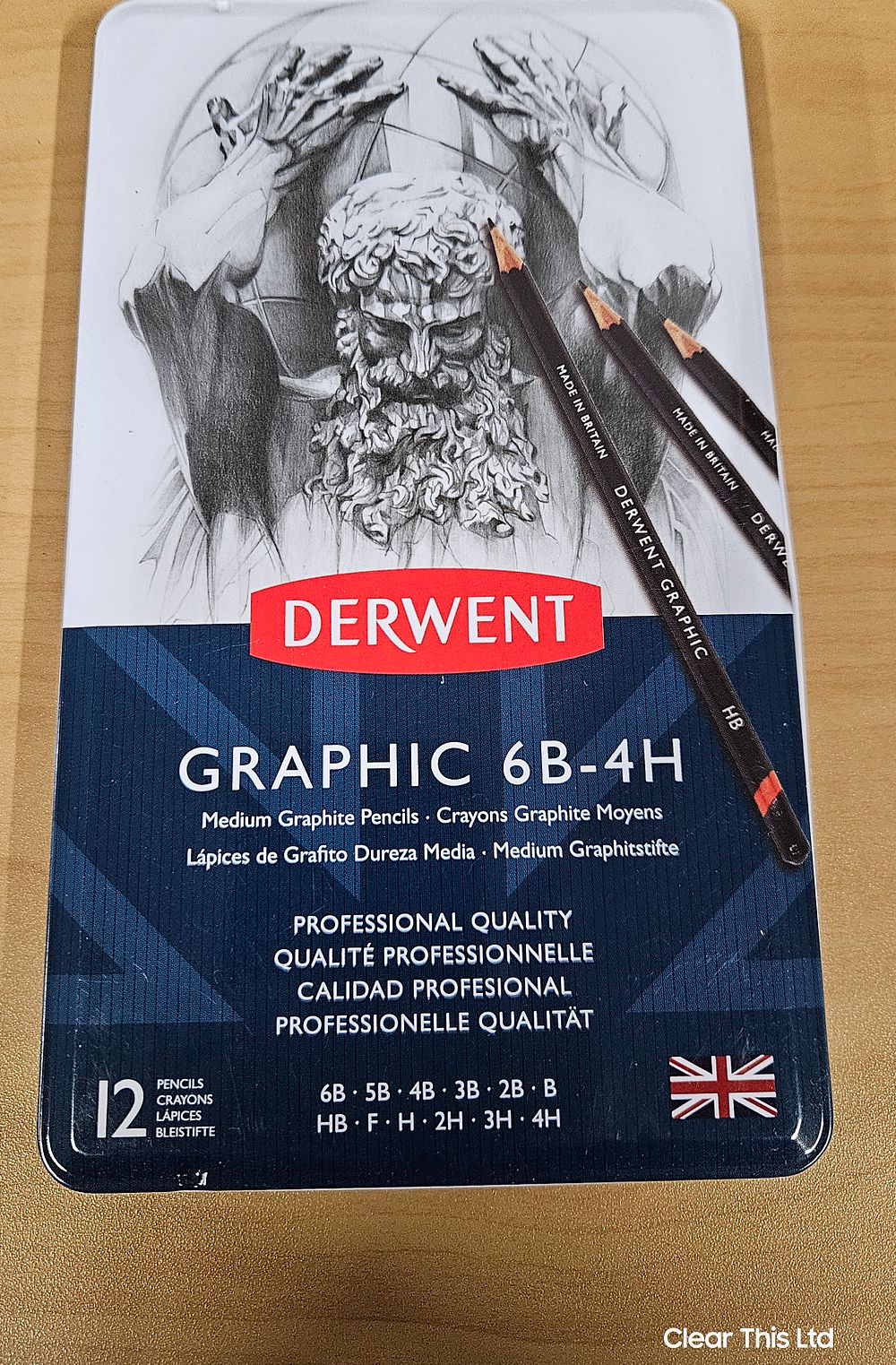 Lot 272: New Tin of Derwent Graphic 6b - 4H medium Graphite Pencils.