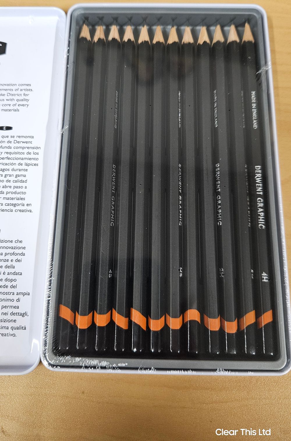 Lot 274: New Tin of Derwent Graphic 6b - 4H medium Graphite Pencils.