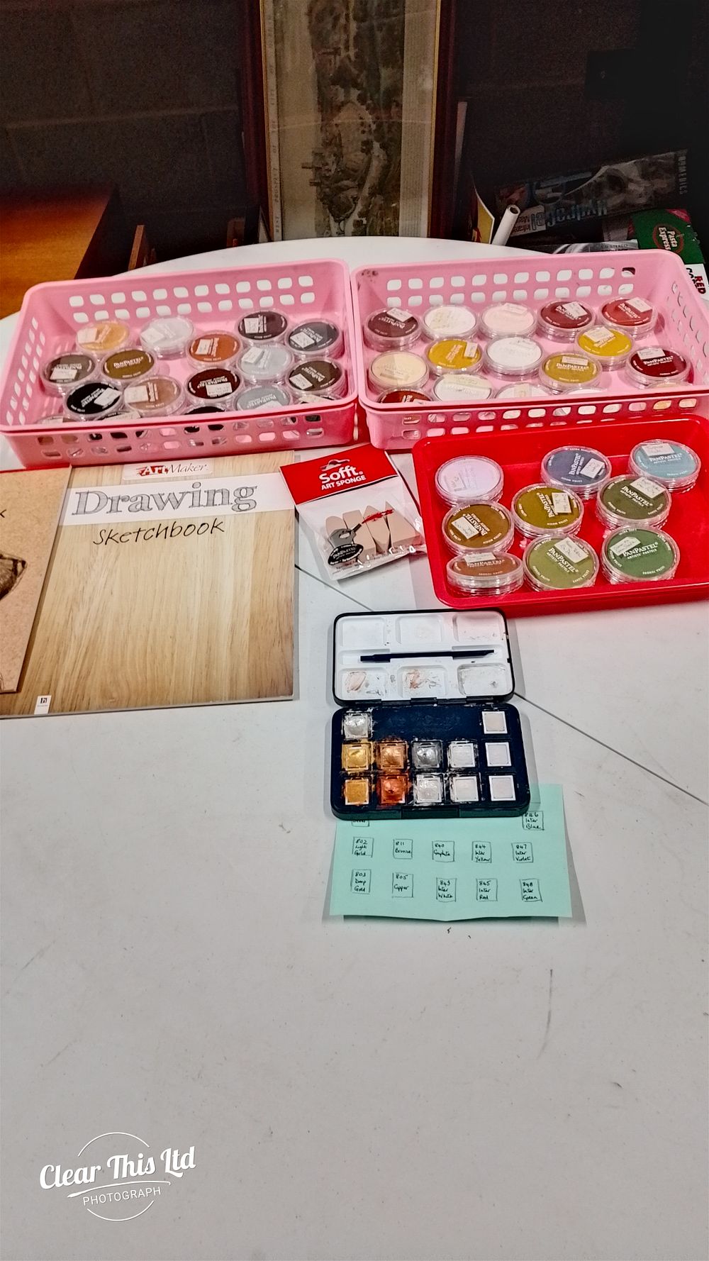 Lot 287: Mixed lot pan pastels and other artist items