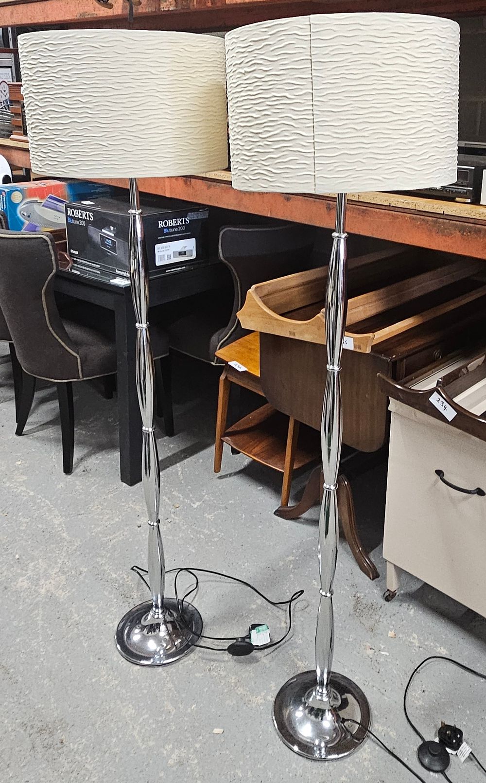 Lot 303: Matching Pair of Chrome Standard Lamps