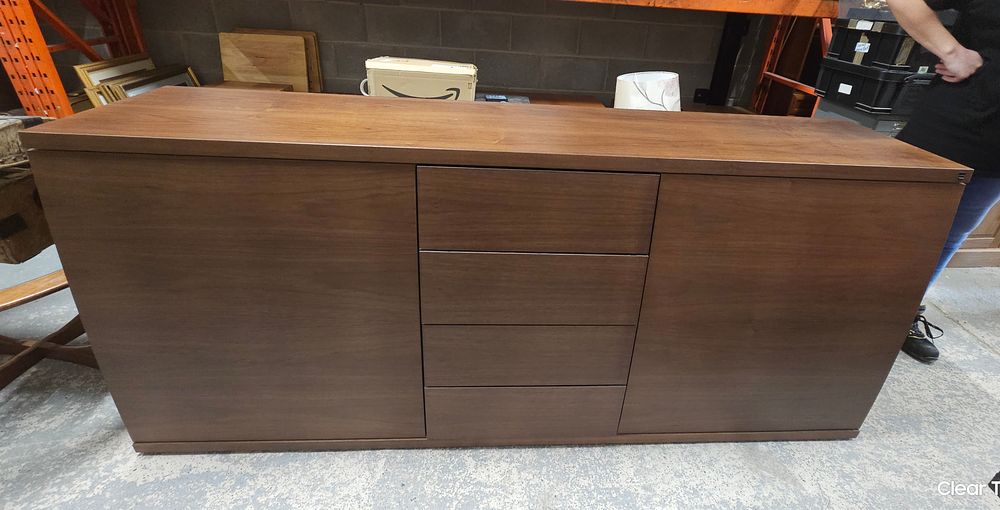 Lot 313: Large Skovby Sideboard with 4 Drawers and 2 large sliding door cupboards.