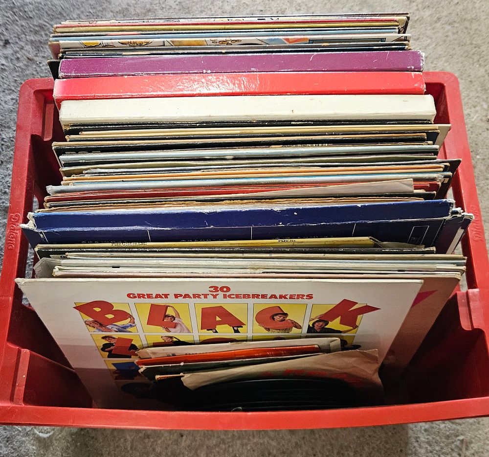 Lot 221: Box Of Over 50 Vinyl Records with a few singles