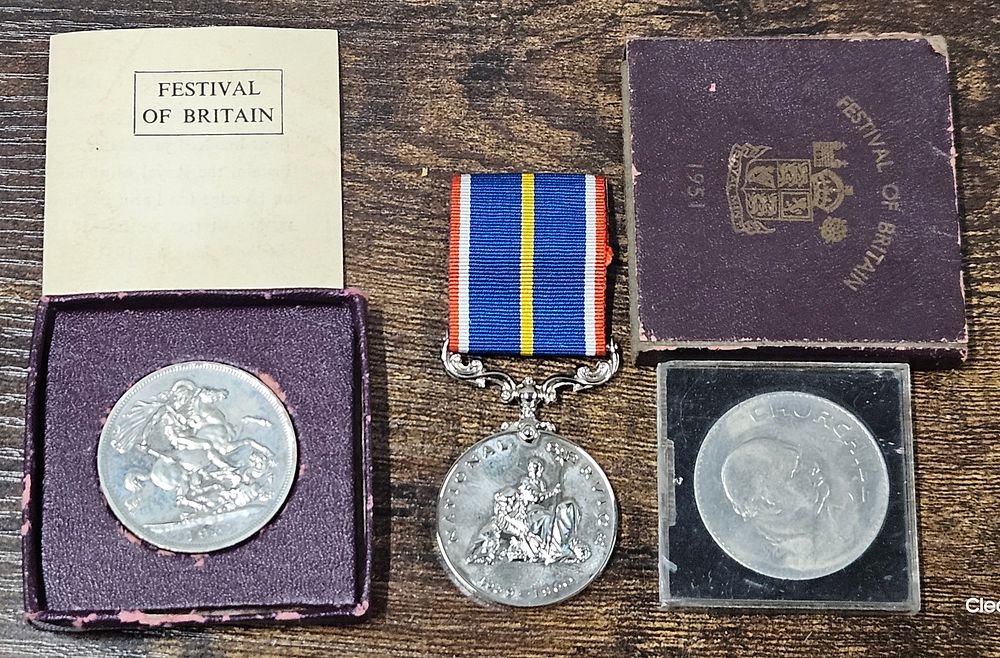 Lot 235: National Service Medal and 2 Coins