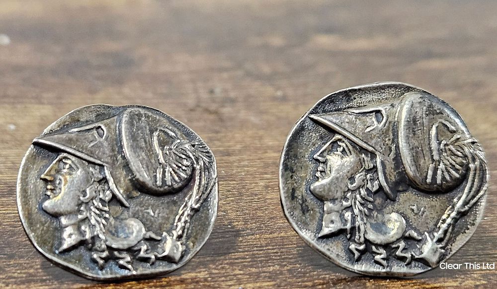 Lot 123: Pair of Vintage Sterling Silver Cufflinks.