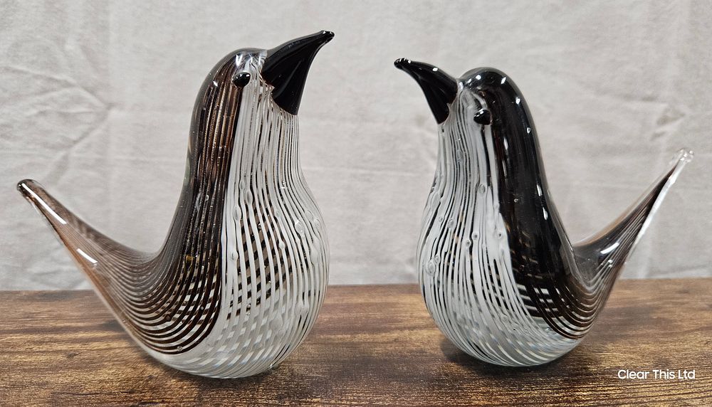 Lot 70: Pair of Glass Bird Paperweights