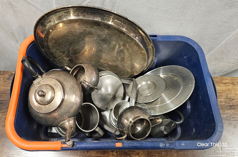 Lot 271: Job Lot Metal Ware Includes Selangor Pewter, Plated Teapot