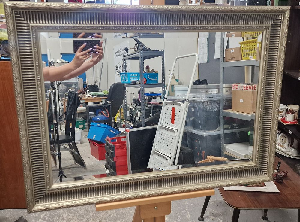 Lot 300: Large Bevelled Mirror 91cm Wide 65cm Tall