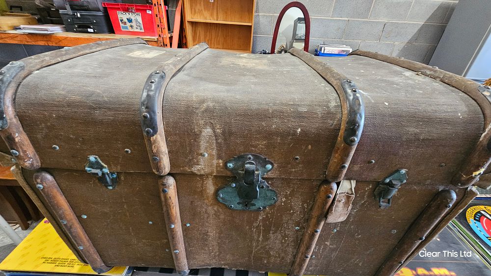 Lot 333: Antique M Wurzl and Sohn Travel Trunk With Inner Trays