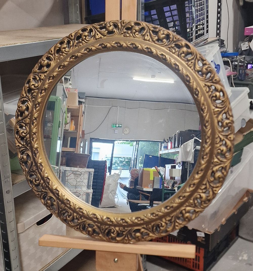 Lot 222: Heavy Ornate Round Mirror