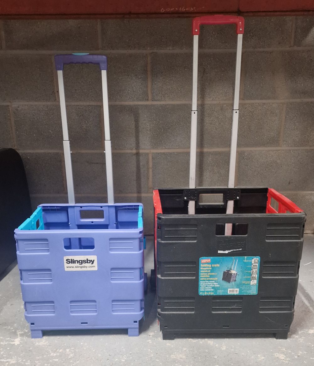 Lot 227: Two pull along Folding Crates