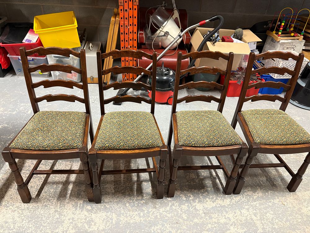Lot 160: Four Old Ladderback Chairs
