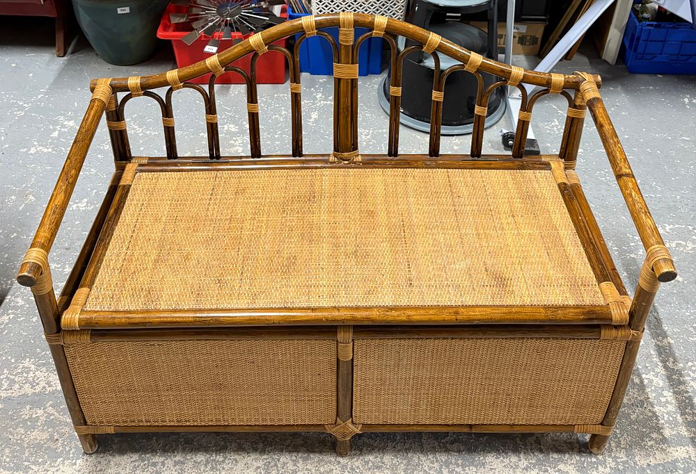 Lot 171: Two Seater Conservatory bamboo Bench