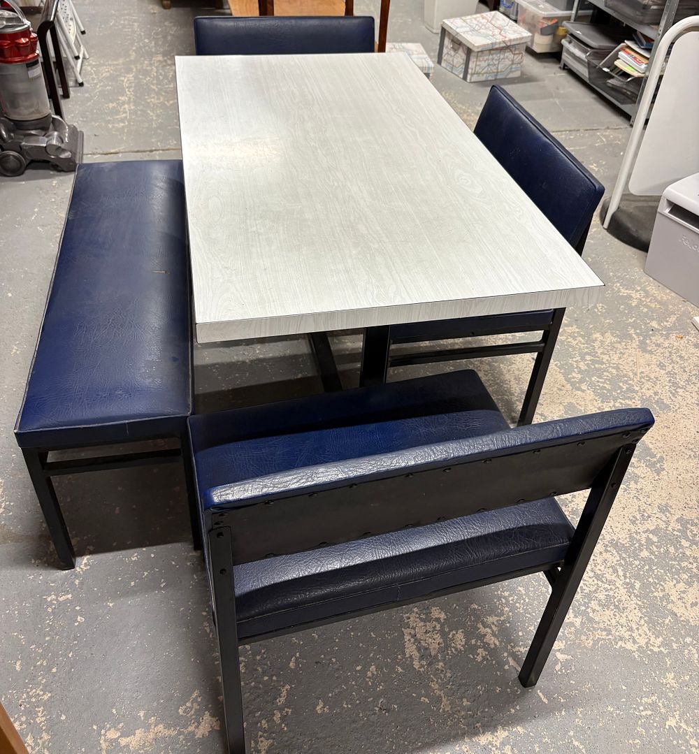 Lot 161: Dining Table with Bench and 3 Chairs