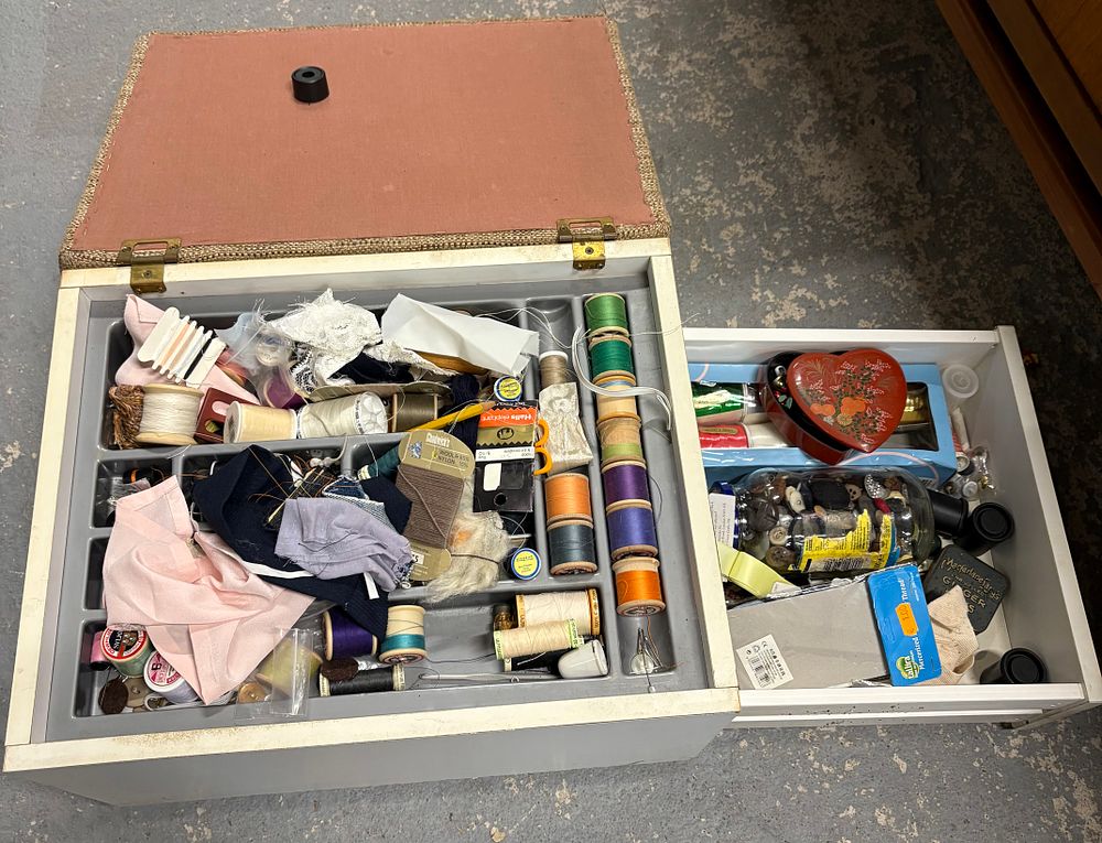 Lot 244: Sewing Box / Stool with Drawer