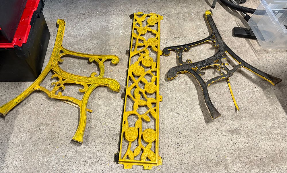 Lot 247: Cast Iron Bench Ends and Back