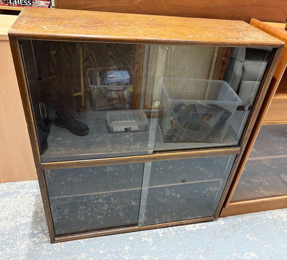 Lot 151: Oak Glass Fronted Double Book Case
