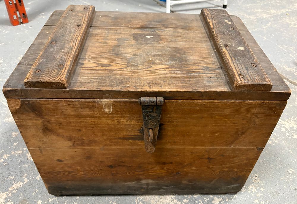 Lot 158: Solid Wood Vintage Lockable Box