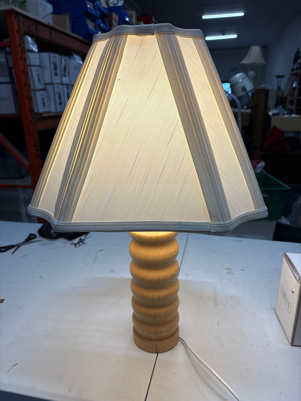 Lot 207: Modern LED Wood Based Table Lamp