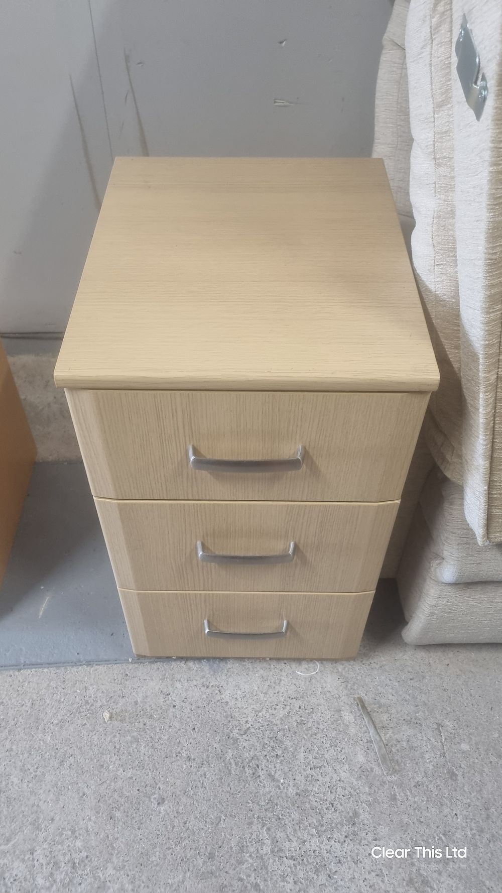 Single 3 drawered chest. Small 
Length= 16' 
Width= 19' 
Hight= 28'
