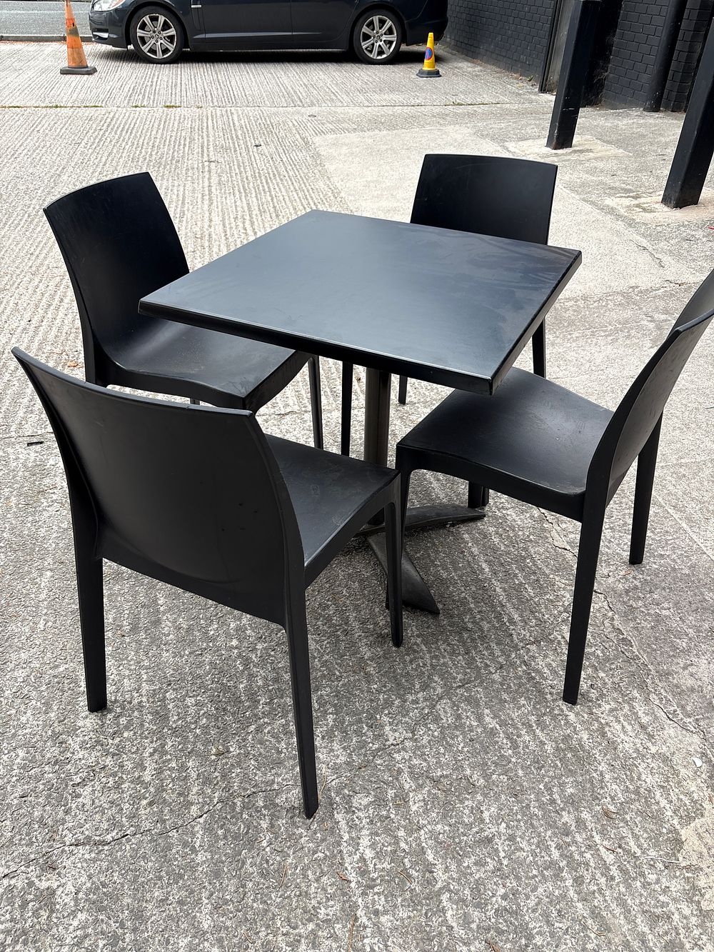 Lot 211: Indoor / Outdoor Table and 4 Red Chairs