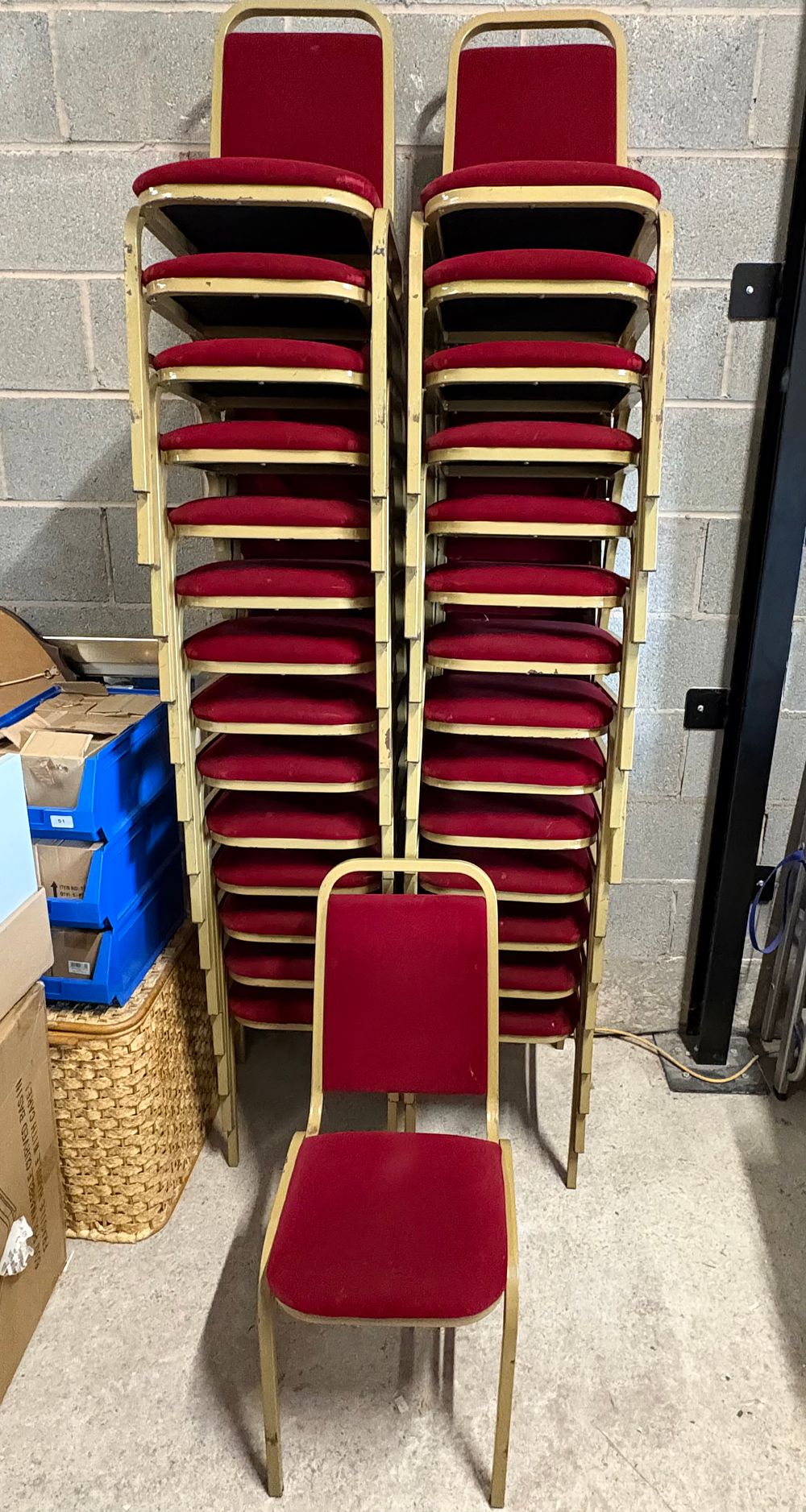Lot 215: 29 Plush Velvet Upholstered Stacker Chairs