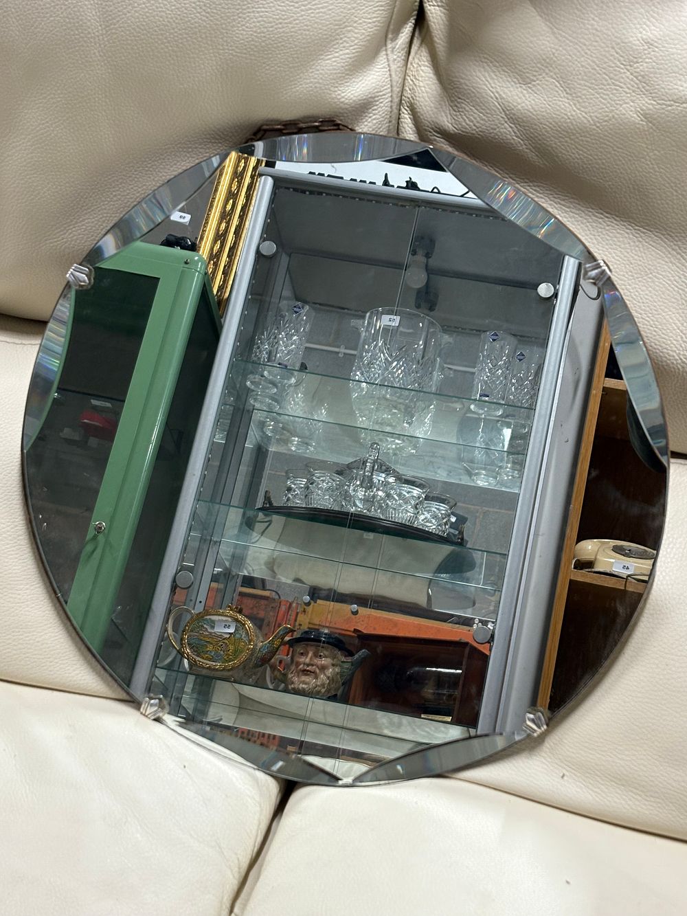 Lot 218: Vintage Frameless Bevelled Edge Mirror