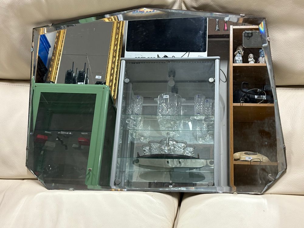 Lot 219: Vintage Frameless Bevelled Edge Mirror