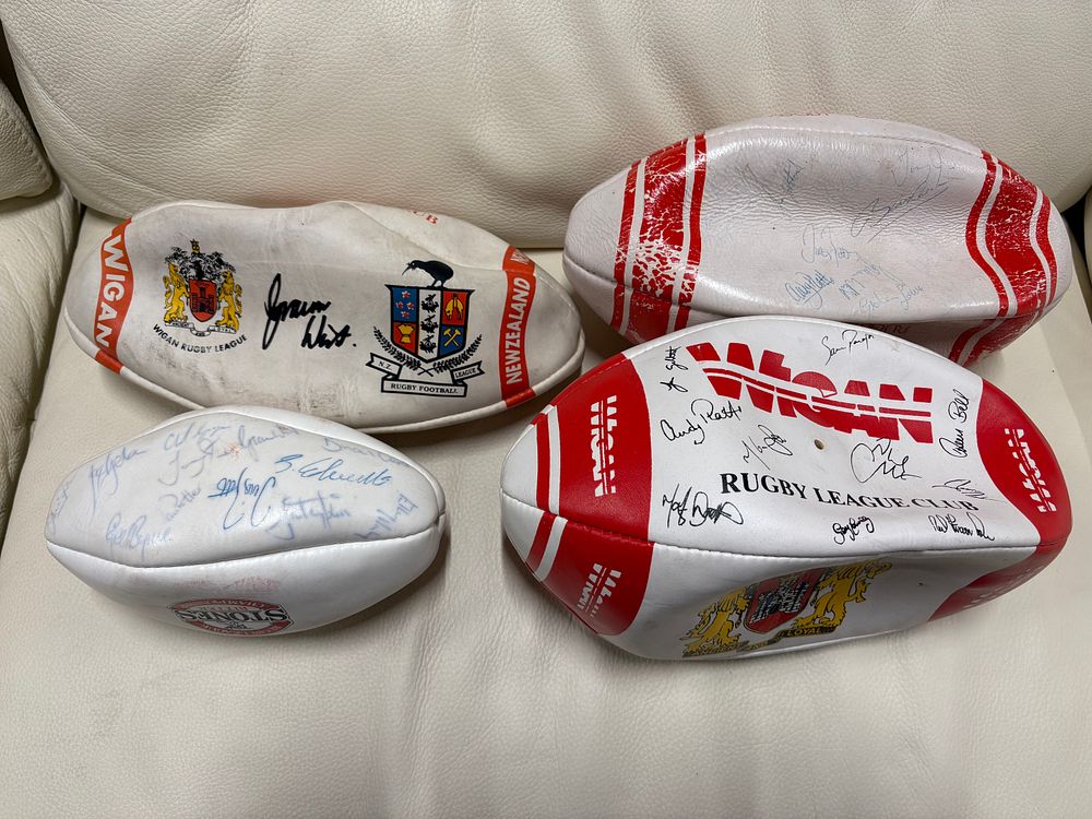 Lot 222: Four Signed Rugby Balls