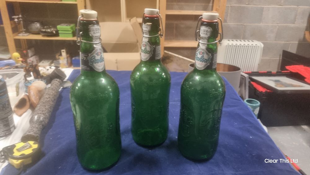 Lot 223: 3 large Grolsch bottles