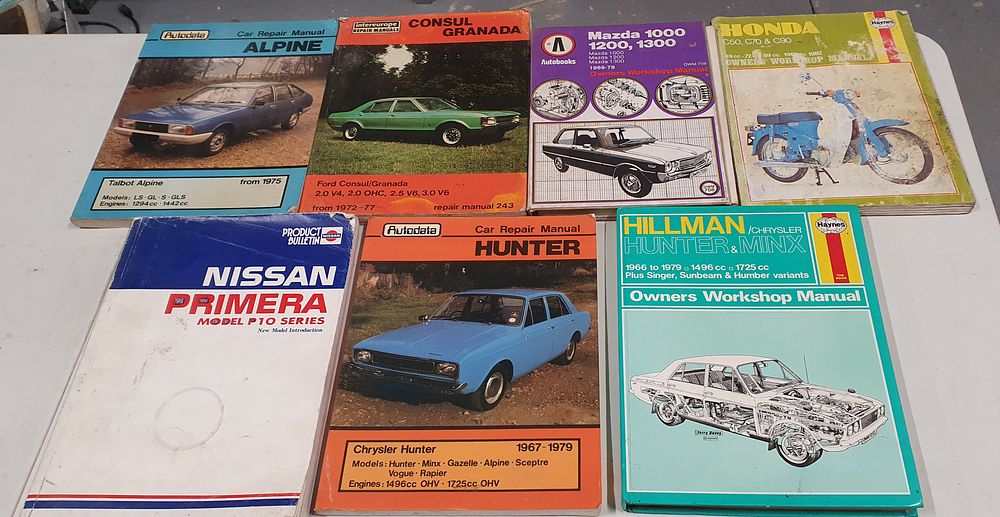 Lot 222: Old car and motorcycle workshop manuals