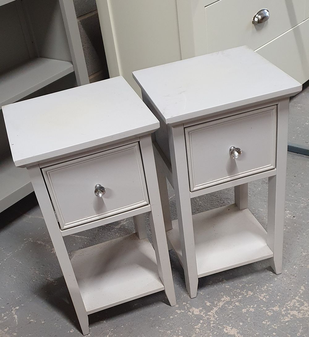Lot 260: Pair of grey bedside cabinets