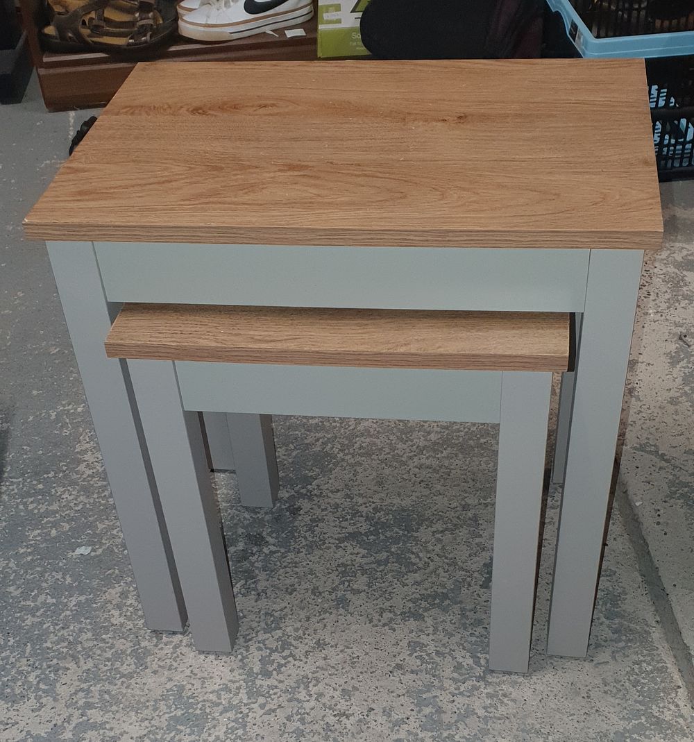 Lot 261: Nest of 2 grey tables