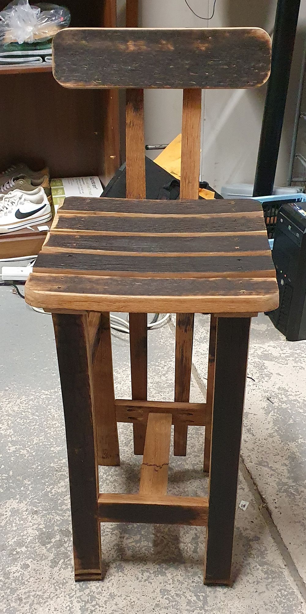Lot 265: Hand crafted oak, scotch whisky barrel bar/kitchen stool