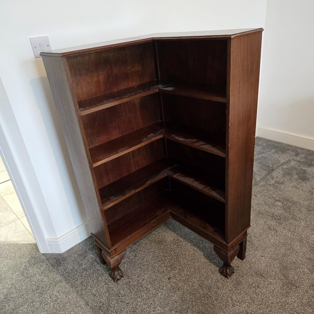 Lot 291: Corner Shelving Unit With Ball and Claw Feet