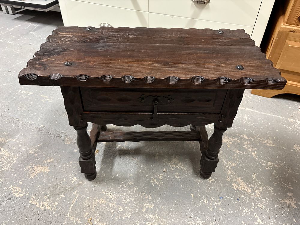 Lot 296: Rustic Side Table With Drawer