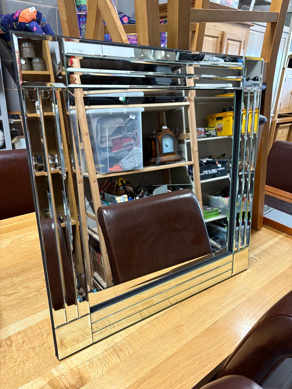Lot 338: Modern Square Mirror Framed Mirror