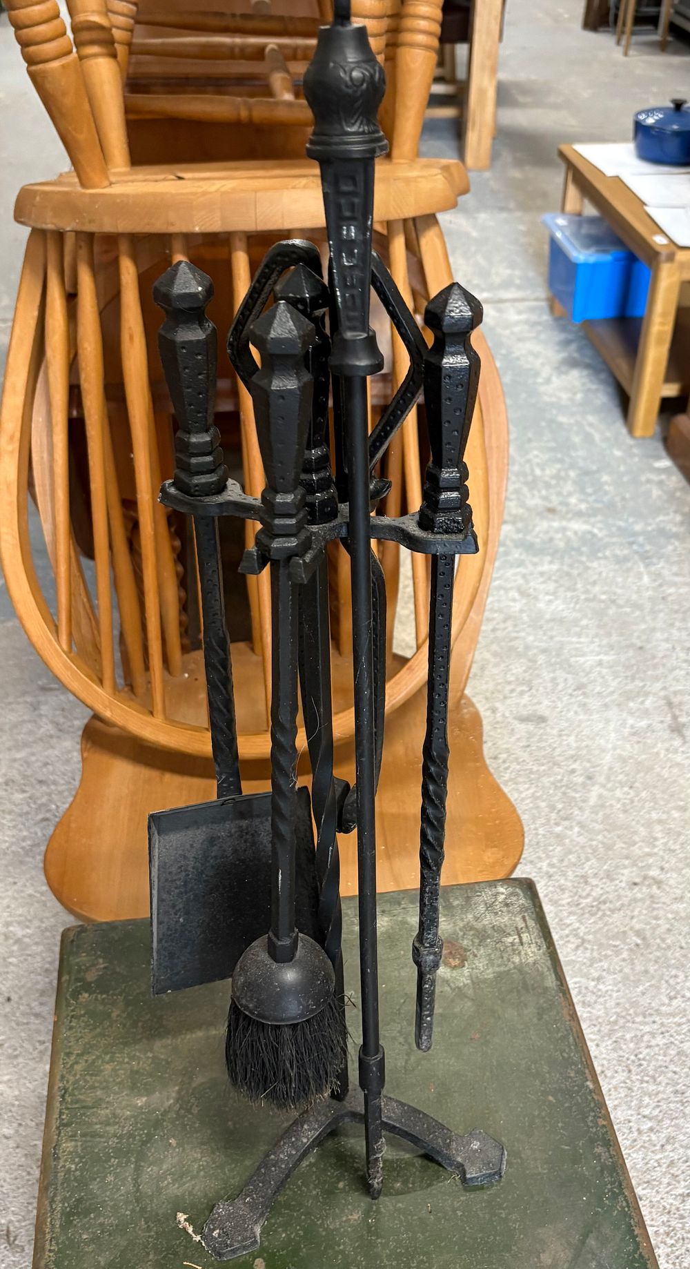 Lot 345: Black Iron Long Fireside Companion Set