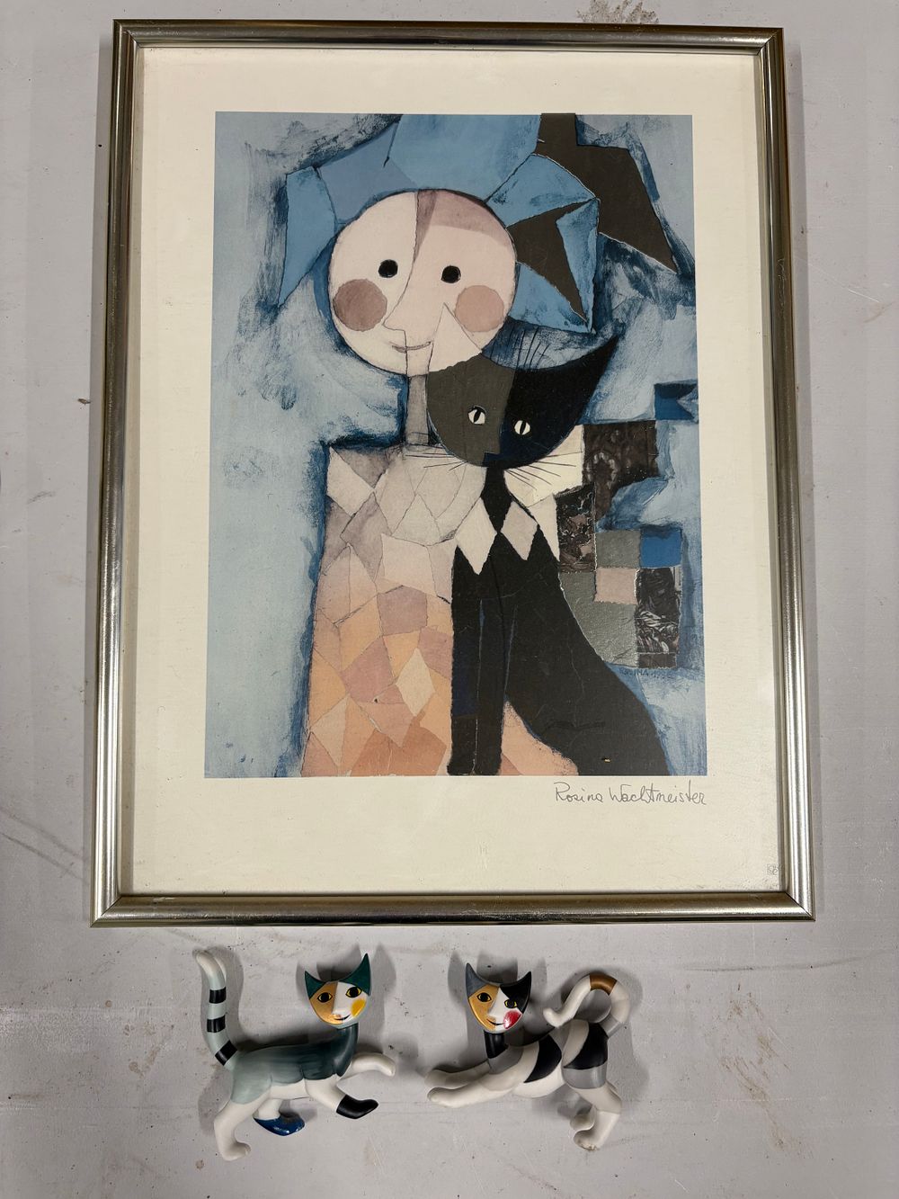 Lot 156: Goebel Cats by Rosina Wachtmeister and a Print