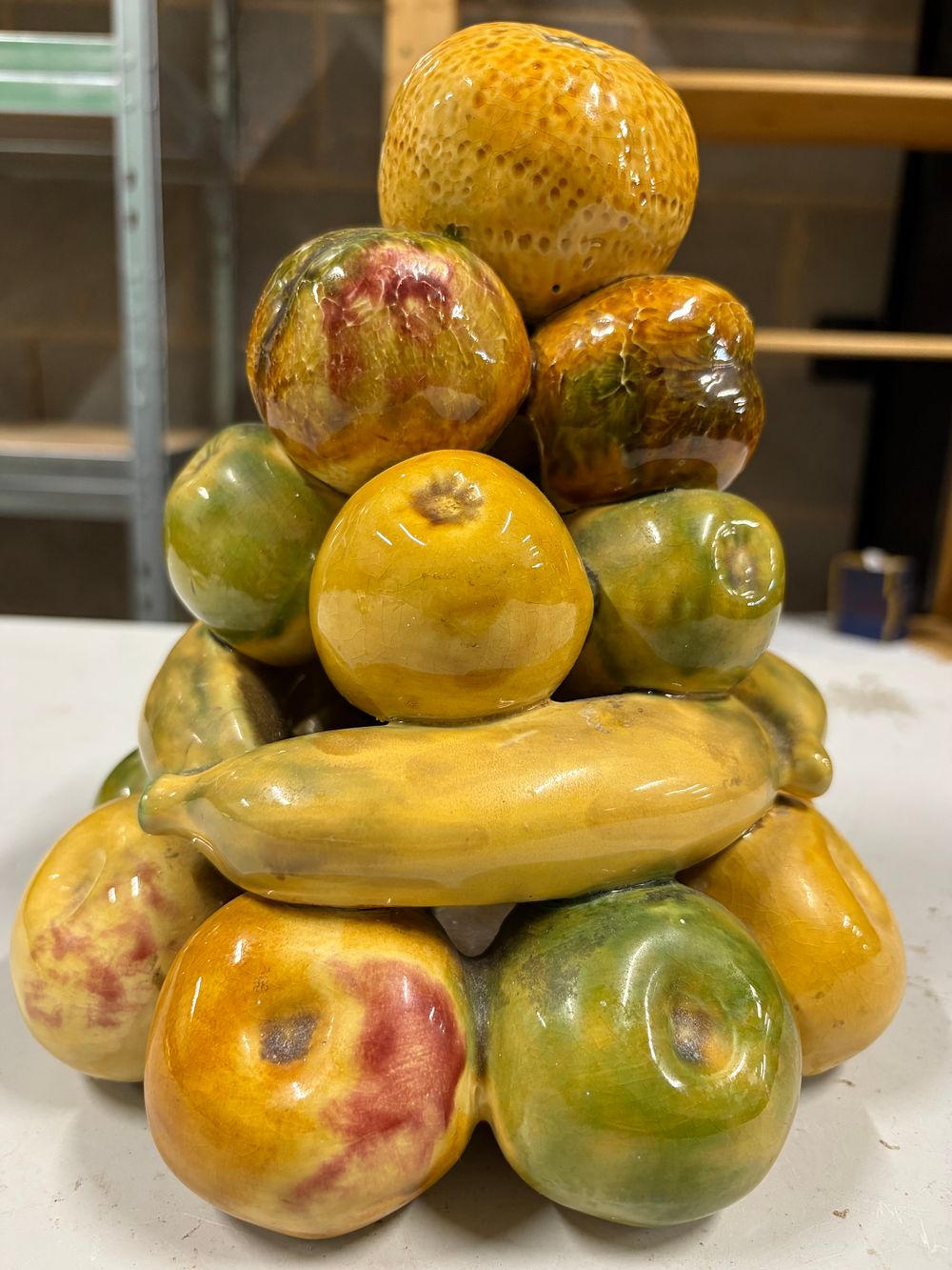 Lot 182: Vintage Majolica Fruit Stack