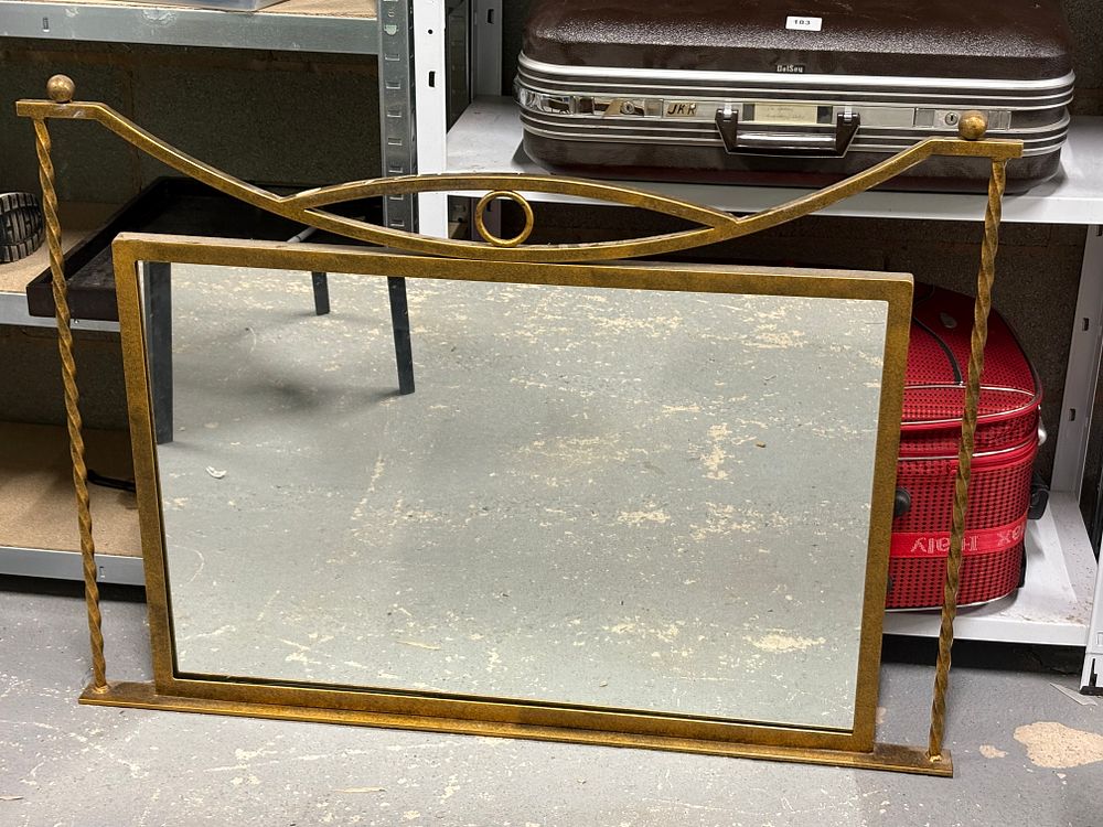 Lot 185: Large Iron Framed Mirror.