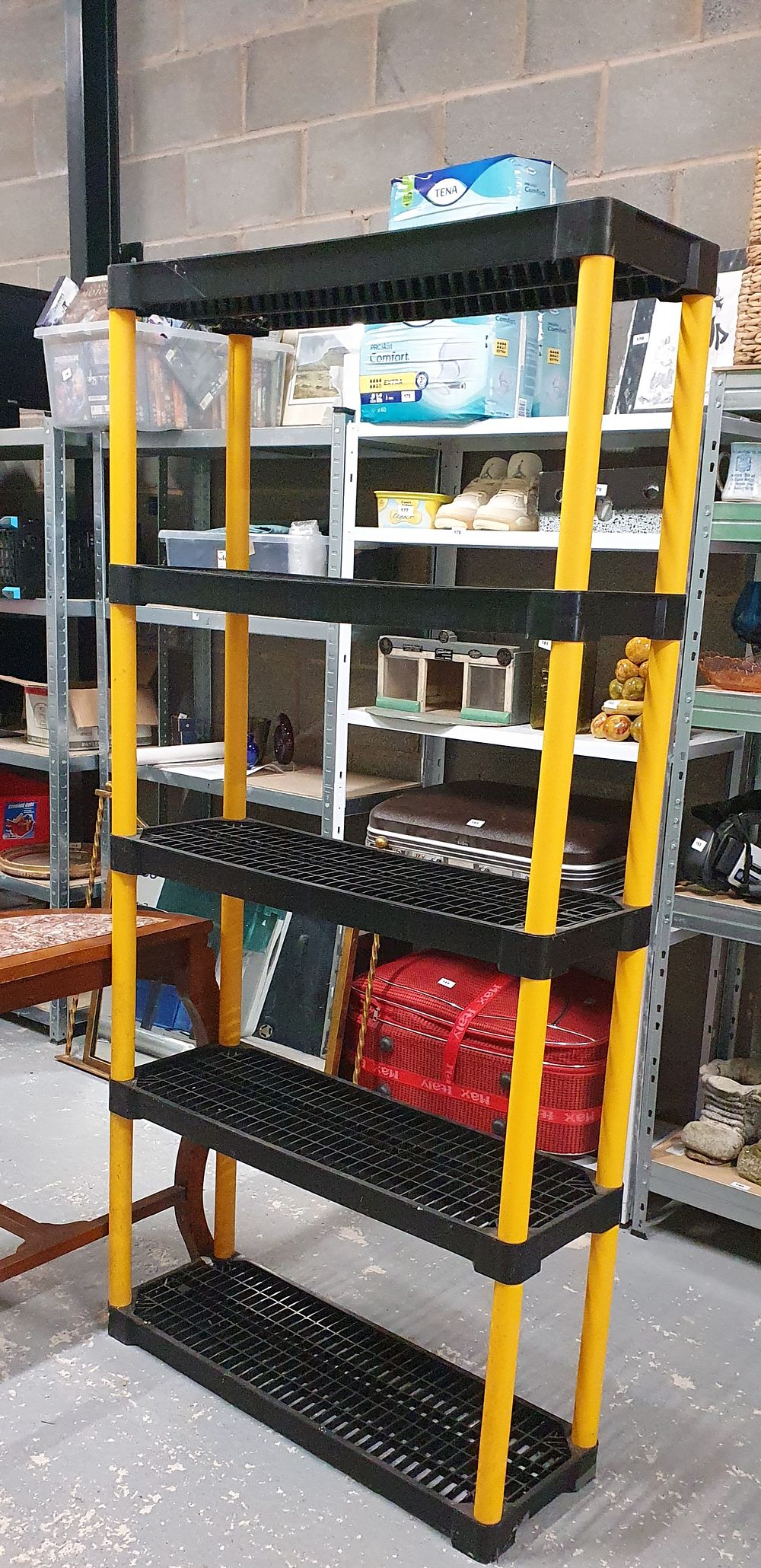Lot 216: Plastic shelving unit