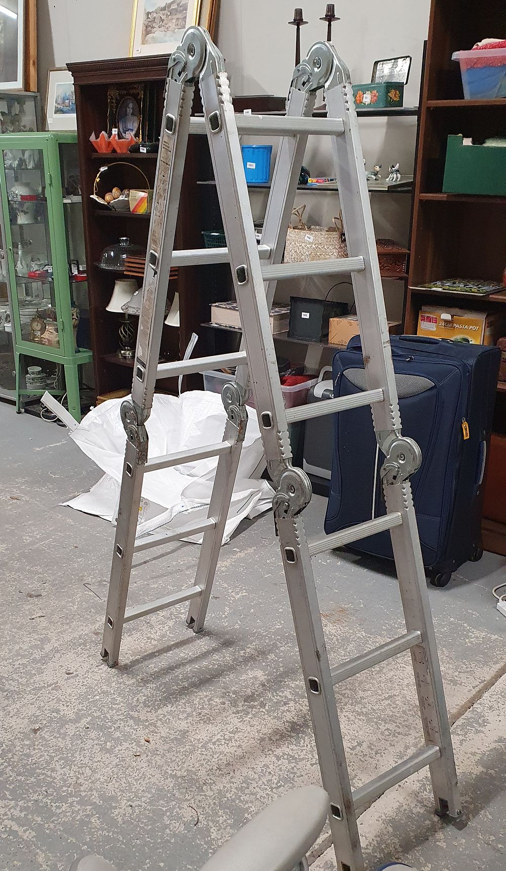 Lot 222: 12ft folding aluminium ladders