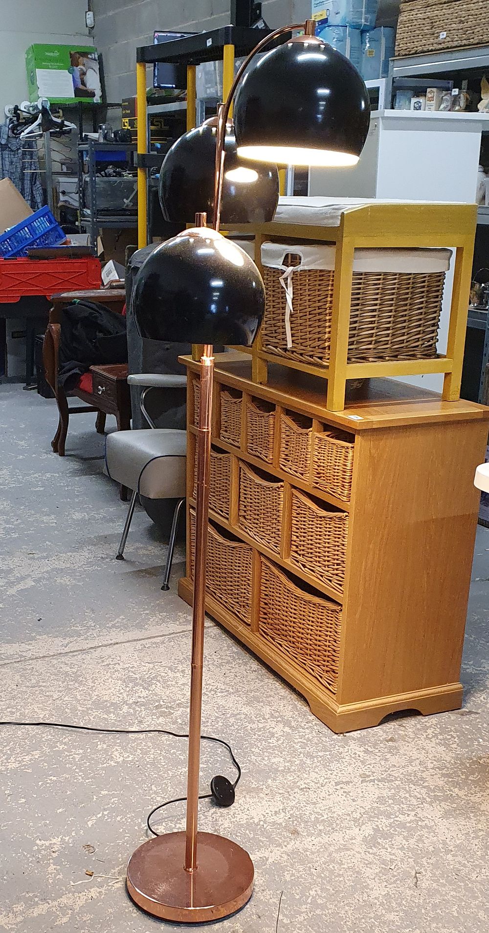 Lot 226: Rose gold floor lamp