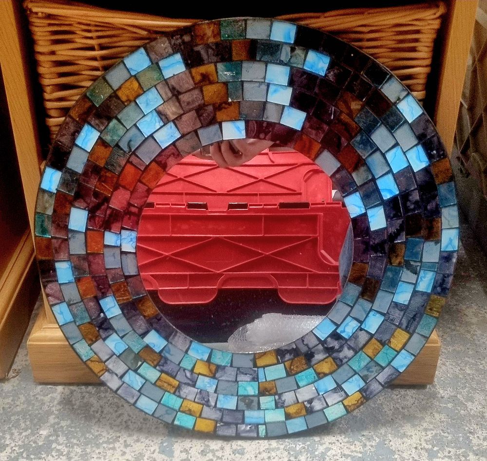 Lot 252: Round Mosaic wall mirror